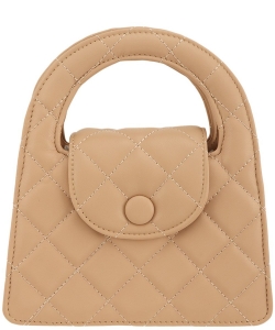 Quilted Style Top Handle Bag 6805 APRICOT